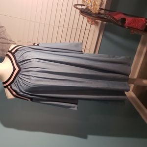 Crown and Ivy Lady's Lt Blue Dress with Pink/Navy Trim Around Arms and Neck